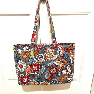 Vera Bradley Turnlock Tropical Evening Gray Tote